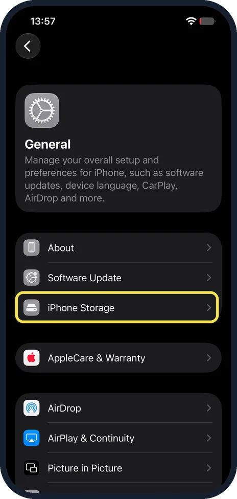 Screenshot from the guide: How to offload unused apps on an iPhone (iOS 27)