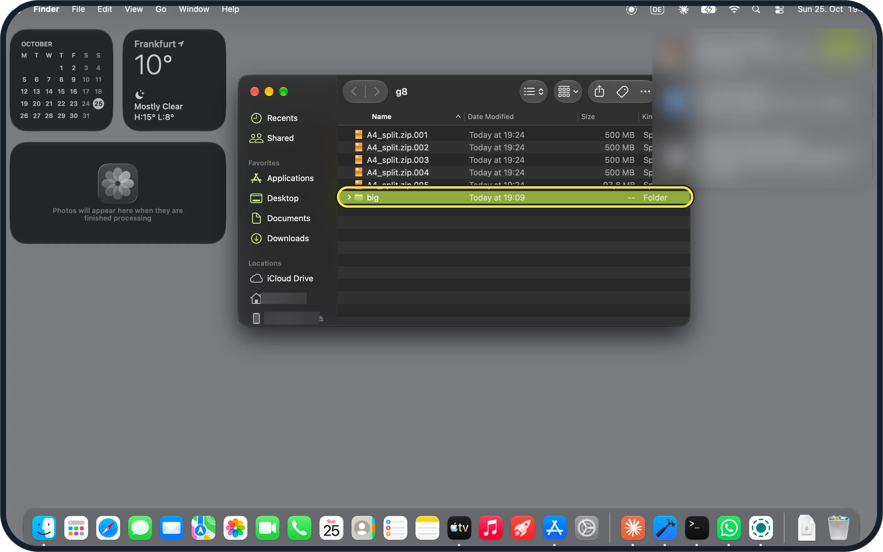 Mac screenshot: Find the rebuilt folder