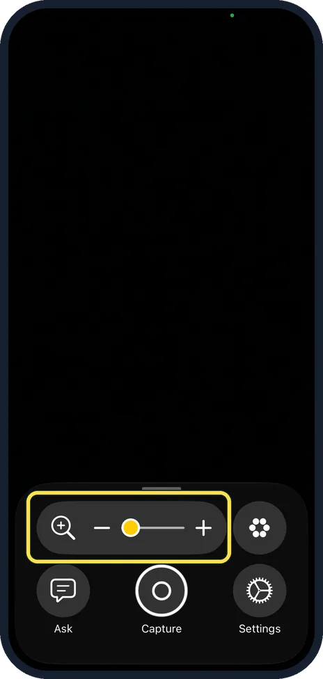 iPhone screen: Press and hold the Action button