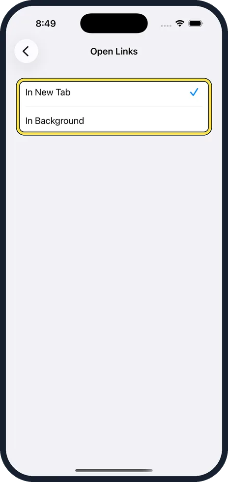 iPhone screen: Tap In Background