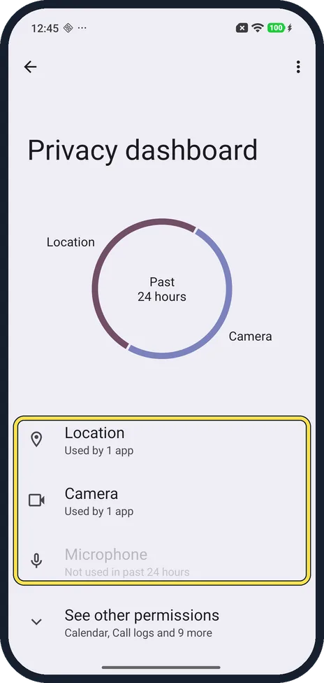 Android screenshot: Check the past 24 hours