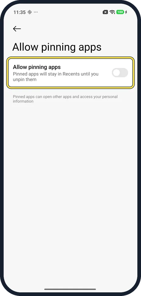 Android screenshot: Turn it off again