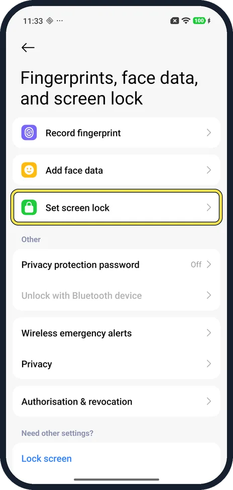 Android screenshot: Check for a screen lock