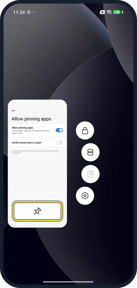 Android screenshot: Tap the pin