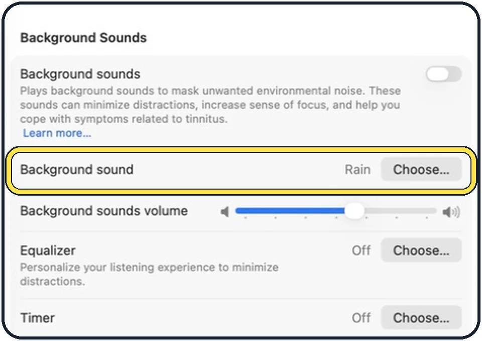 Mac screenshot: Choose the sound