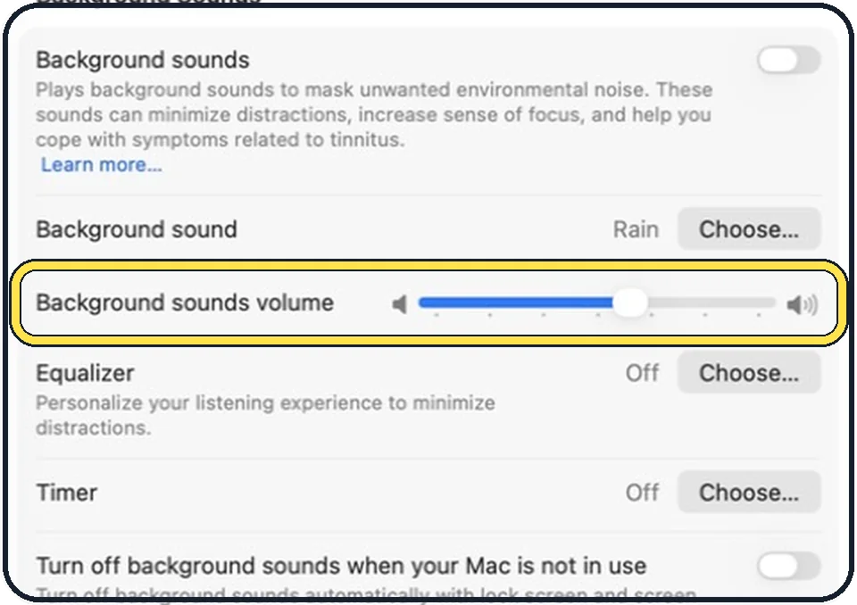 Mac screenshot: Set the volume