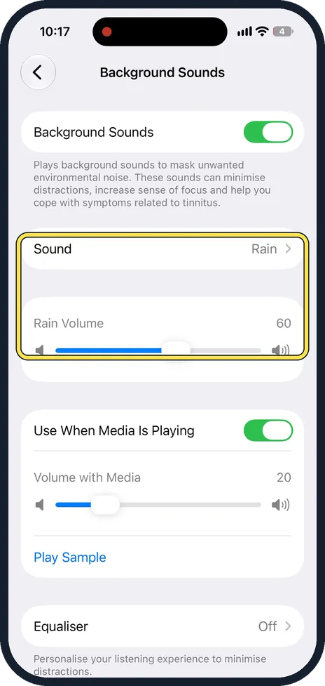 iPhone screen: Choose the sound