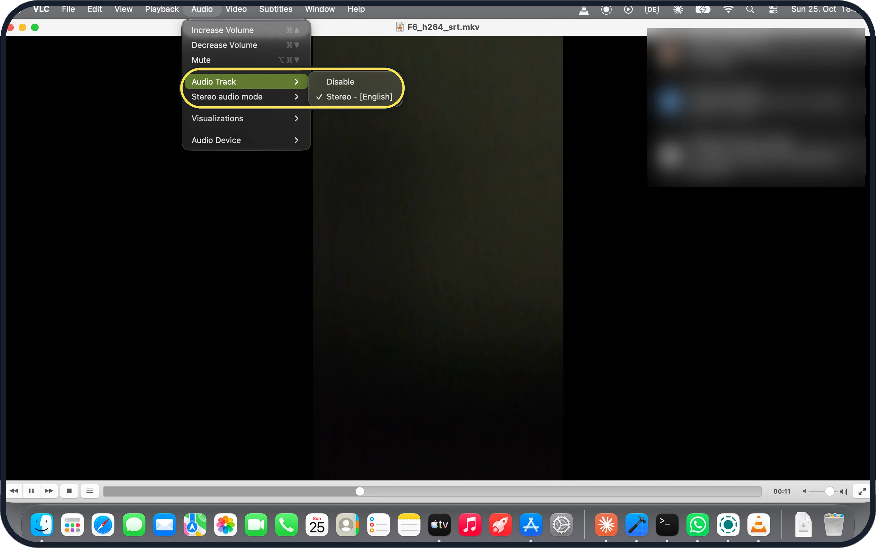 Mac screenshot: Check the sound track