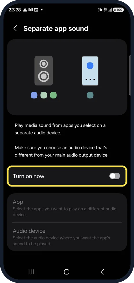 Android screenshot: Turn it on