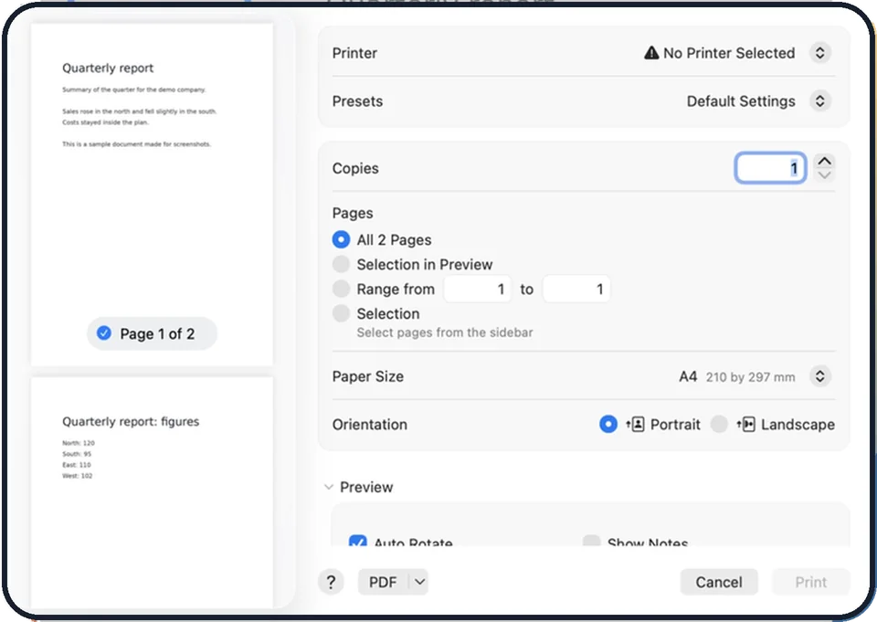 Screenshot from the guide: How to print double-sided on a Mac