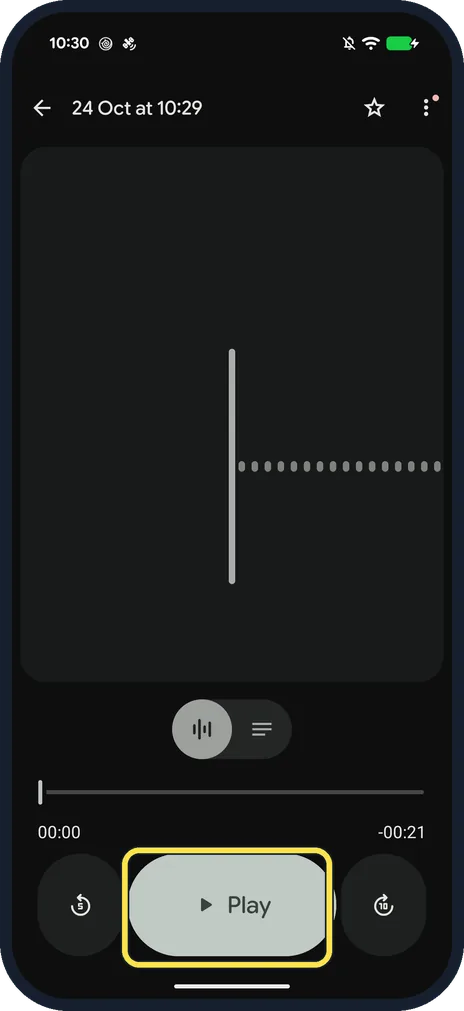 Android screenshot: Play it back