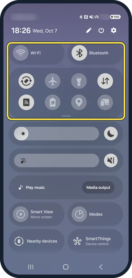 Android screenshot: Open the quick panel
