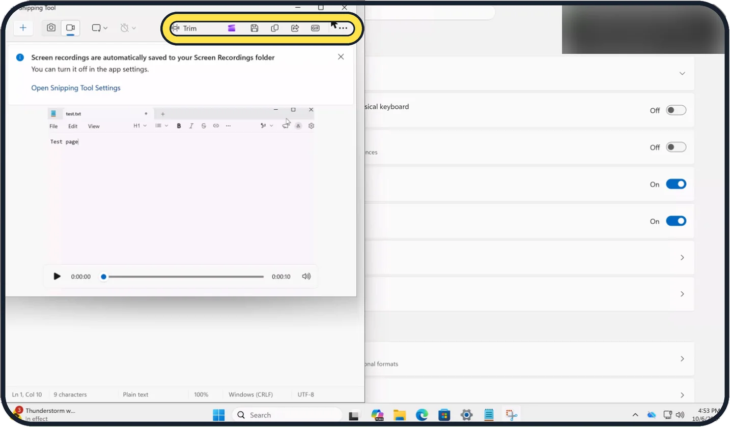 Windows screenshot: Trim or save a copy