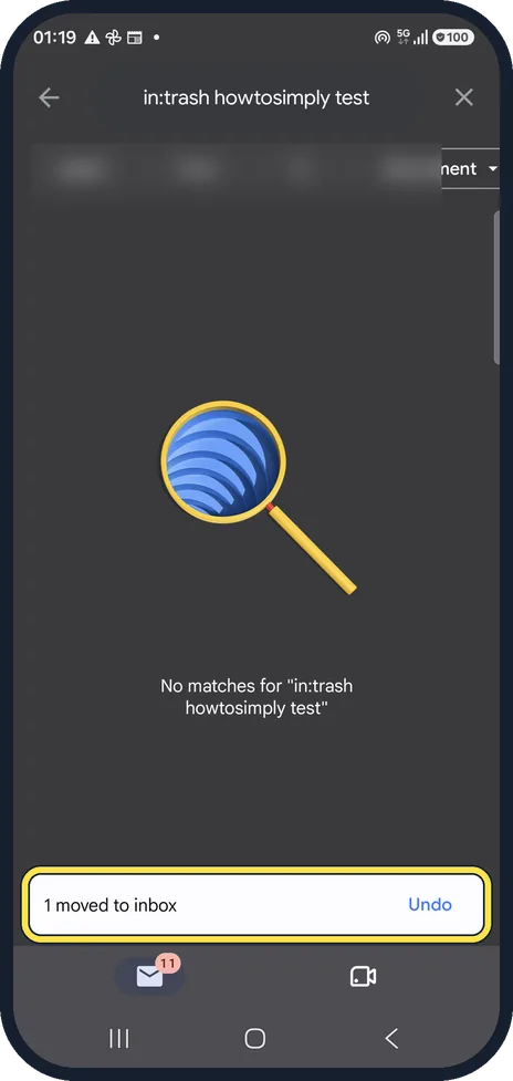 Android screenshot: Check it is back