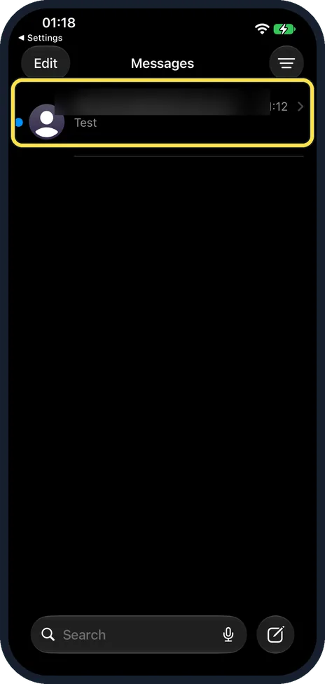 iPhone screen: Find it back in Messages