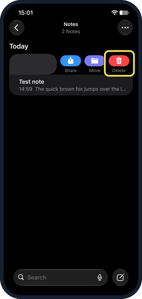 Screenshot from the guide: How to recover deleted notes on an iPhone (iOS 27)