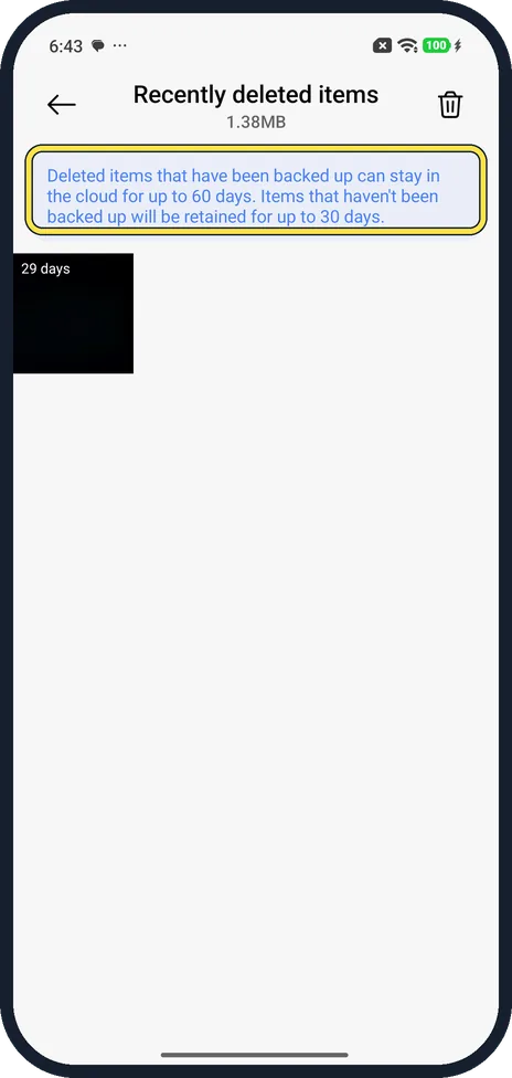 Android screenshot: Check the days left