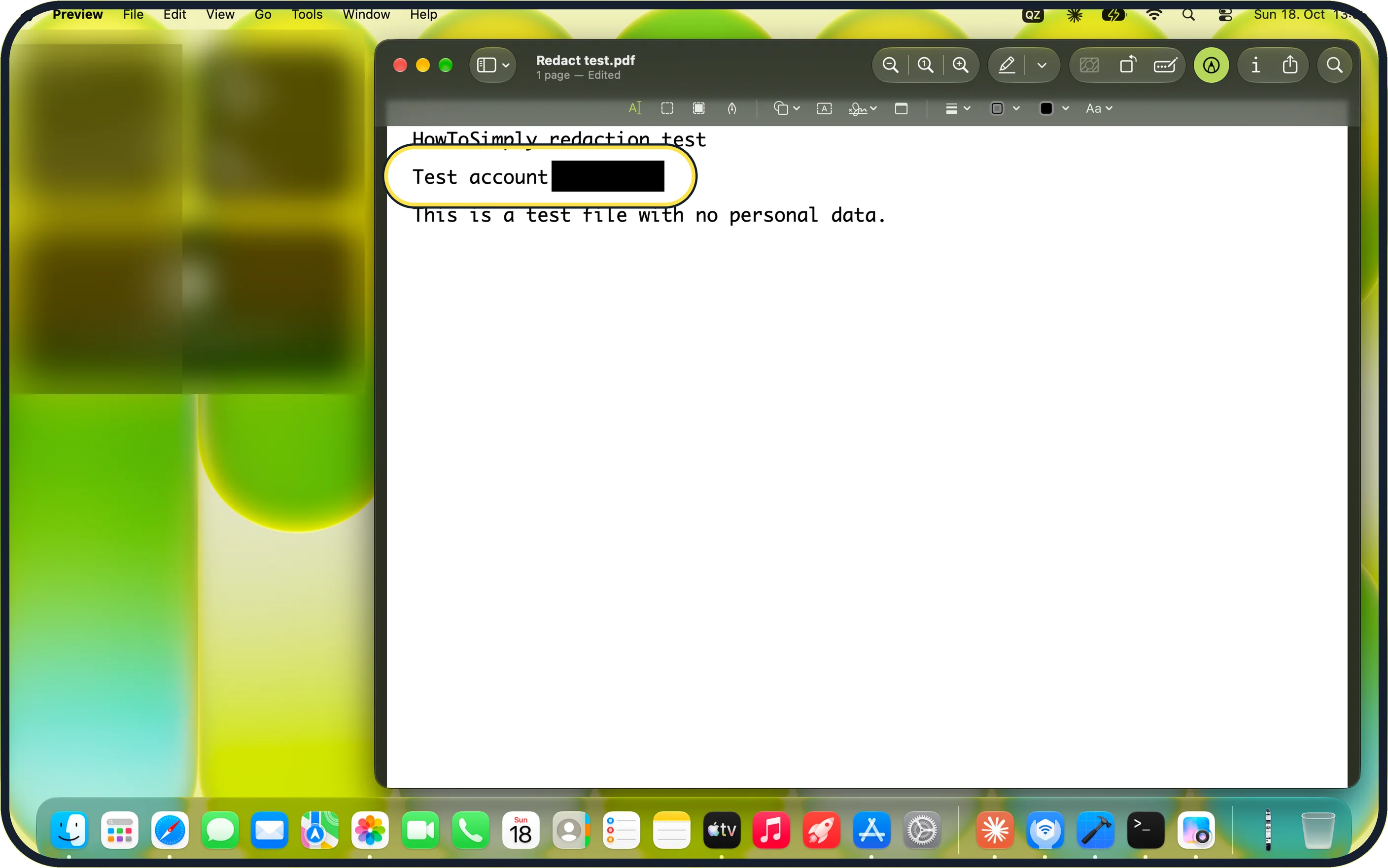Mac screenshot: Do not use a black box