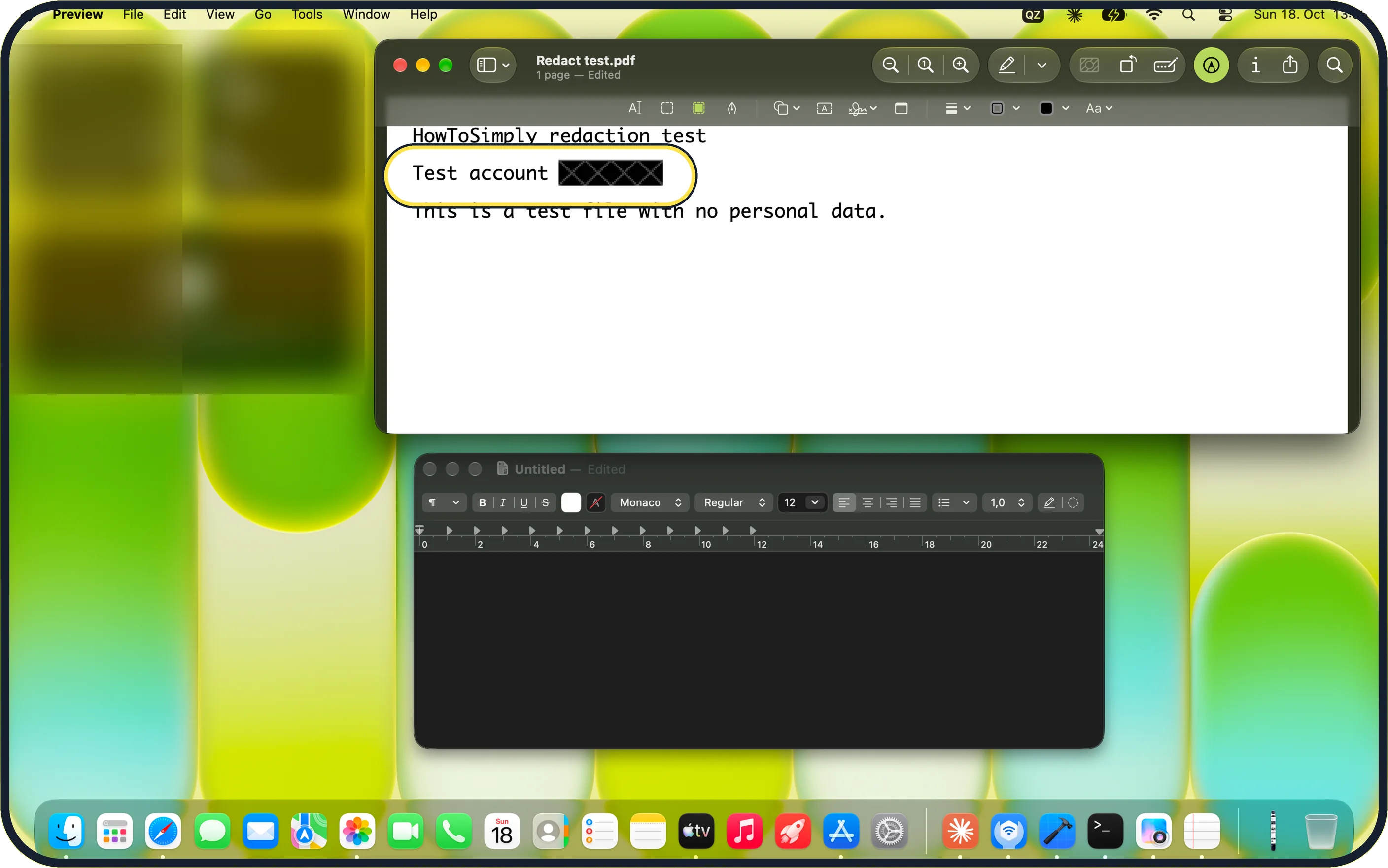 Mac screenshot: Check the redaction