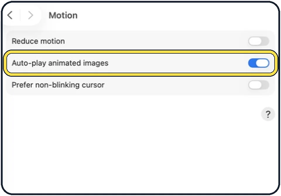Mac screenshot: Stop animated images if you like
