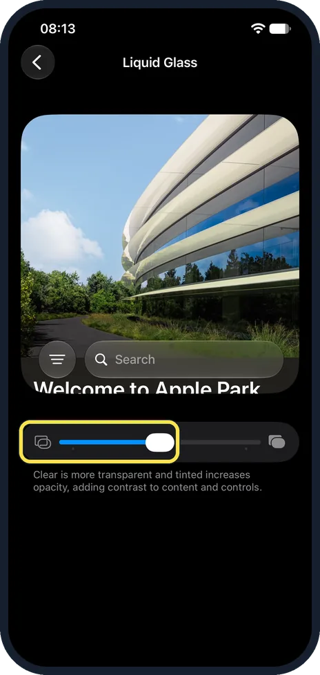 iPhone screen: Or drag it back towards Clear