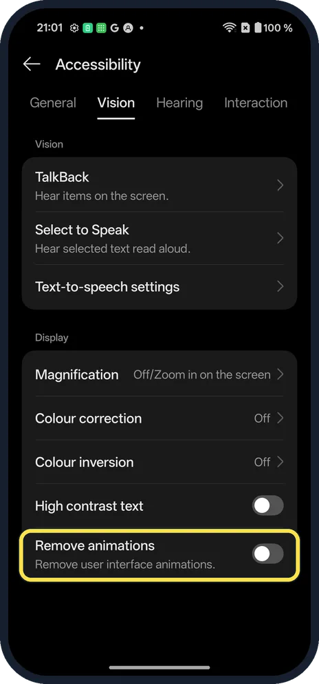 Android screenshot: Switch it on