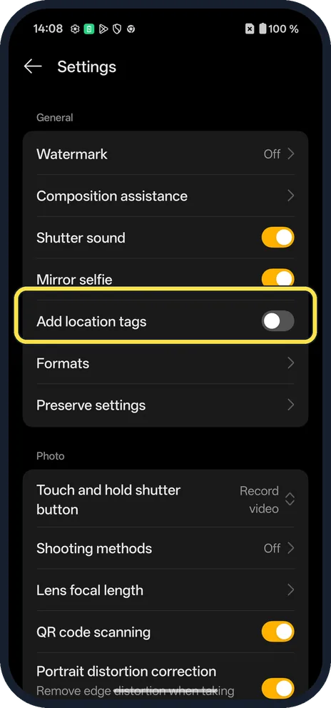 Android screenshot: Stop tagging new photos