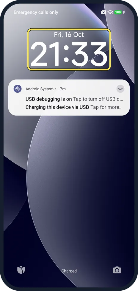 Android screenshot: Check the lock screen