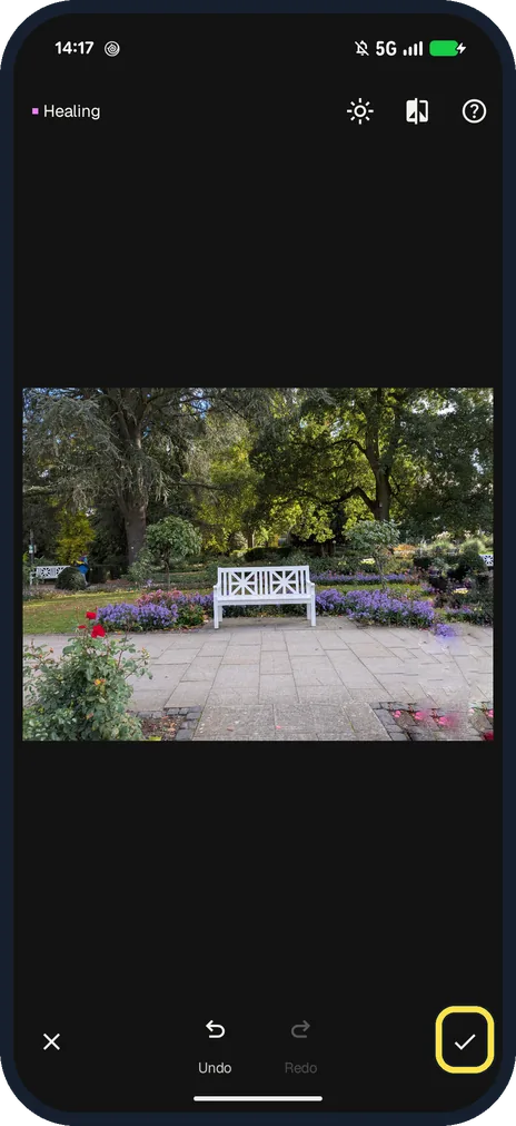 Android screenshot: Check it and tap the tick