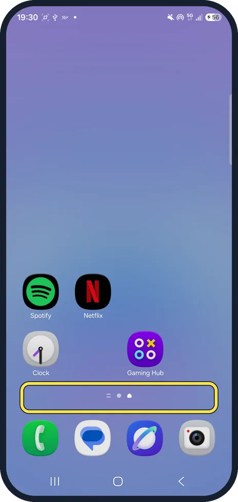 Android screenshot: Check the Home screen