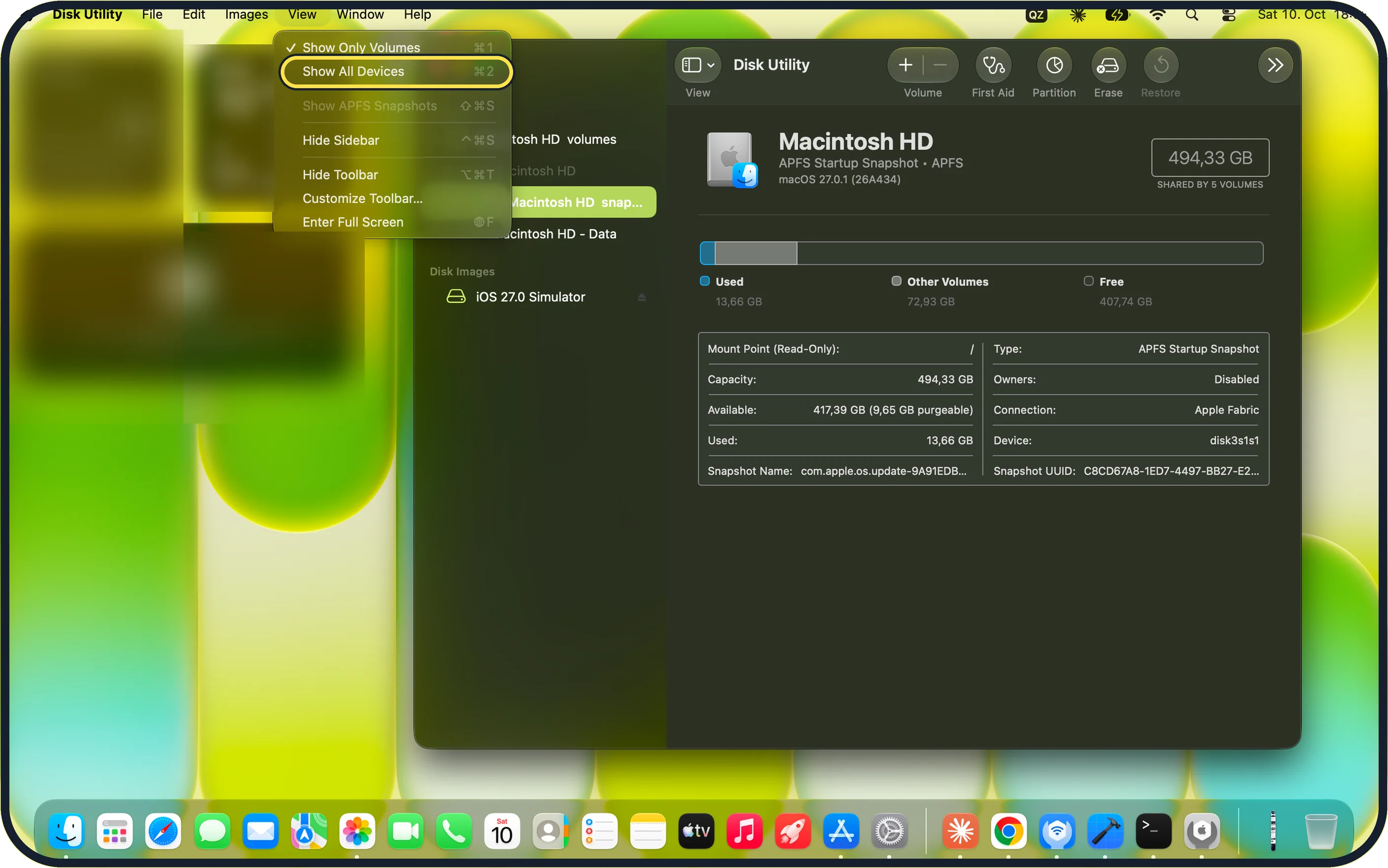 Mac screenshot: Show all devices