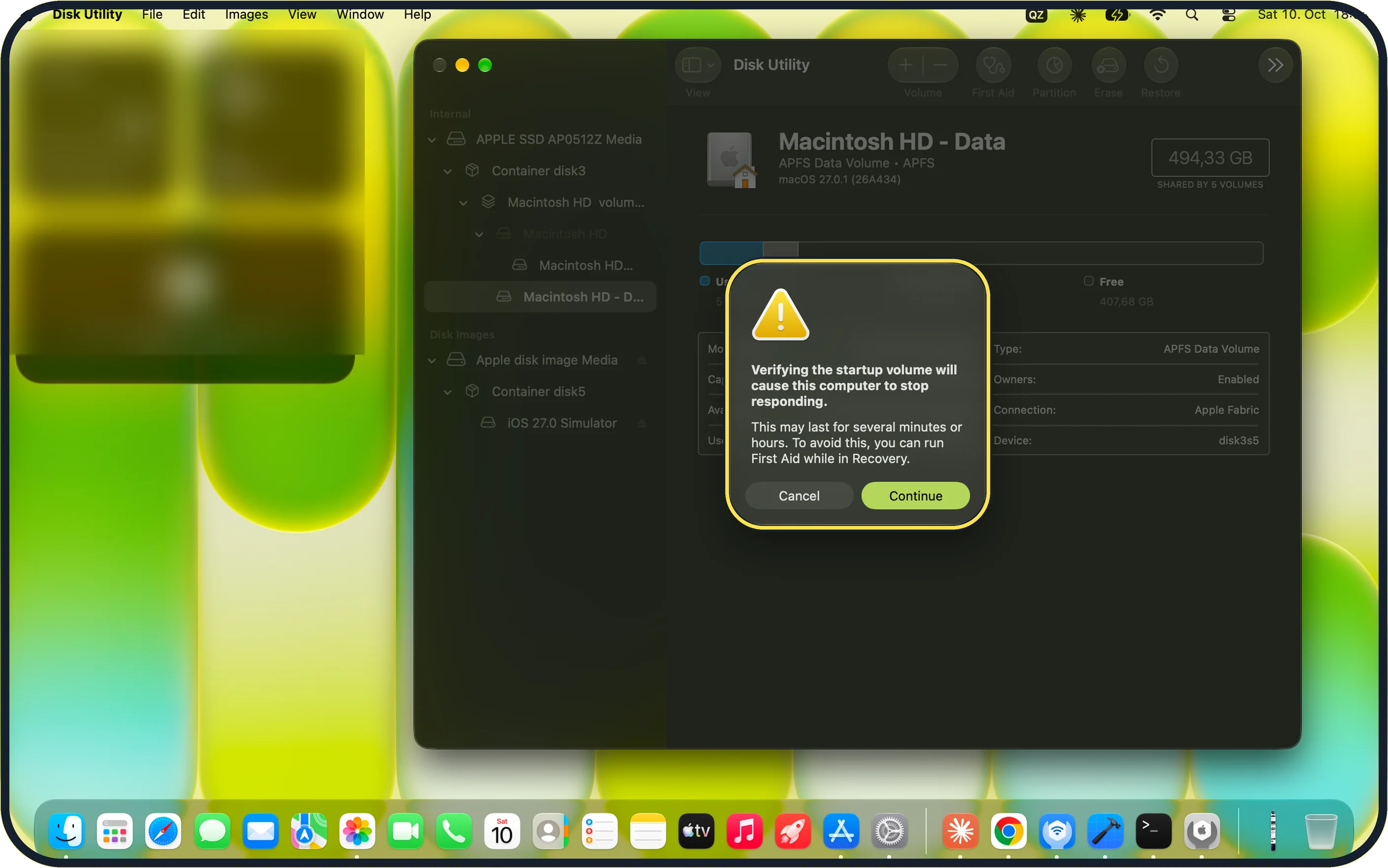 Mac screenshot: For the startup disk, use Recovery