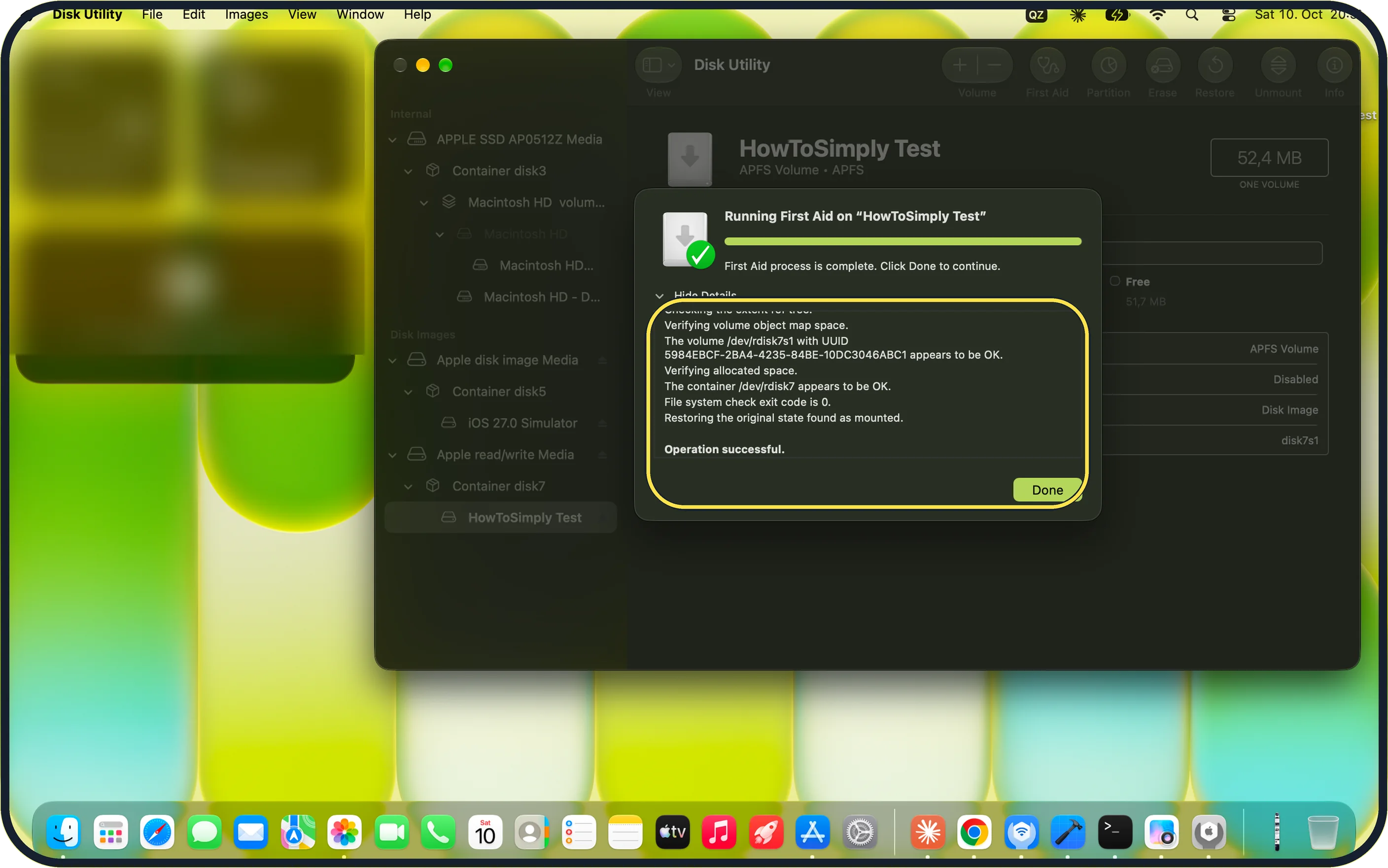 Mac screenshot: Read the result