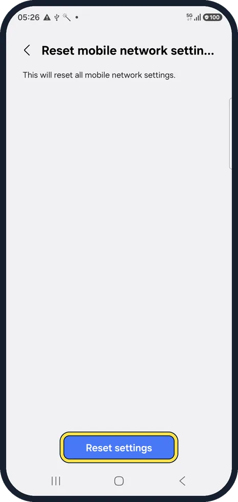 Android screenshot: Mobile data or calls problem