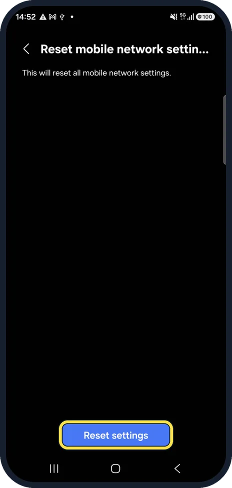 Android screenshot: Mobile data or calls problem