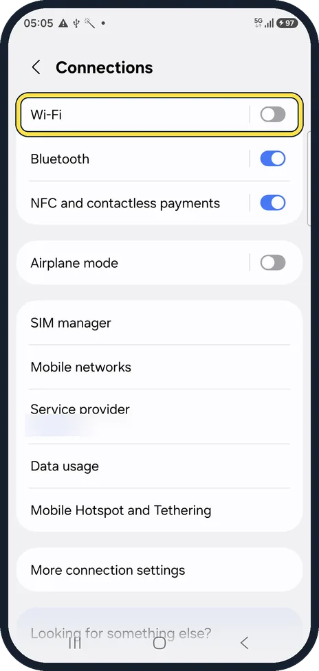 Android screenshot: Reconnect