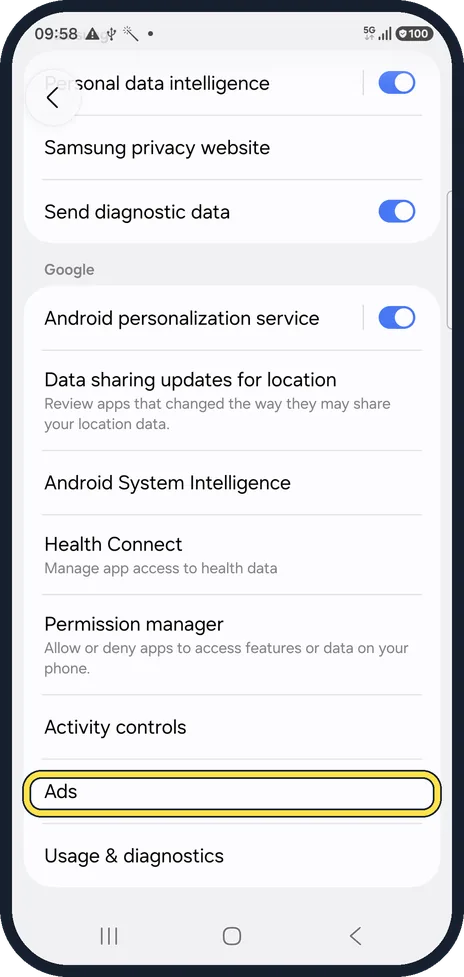Android screenshot: Tap Ads
