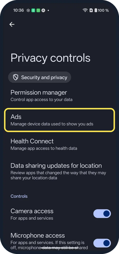 Android screenshot: Tap Ads