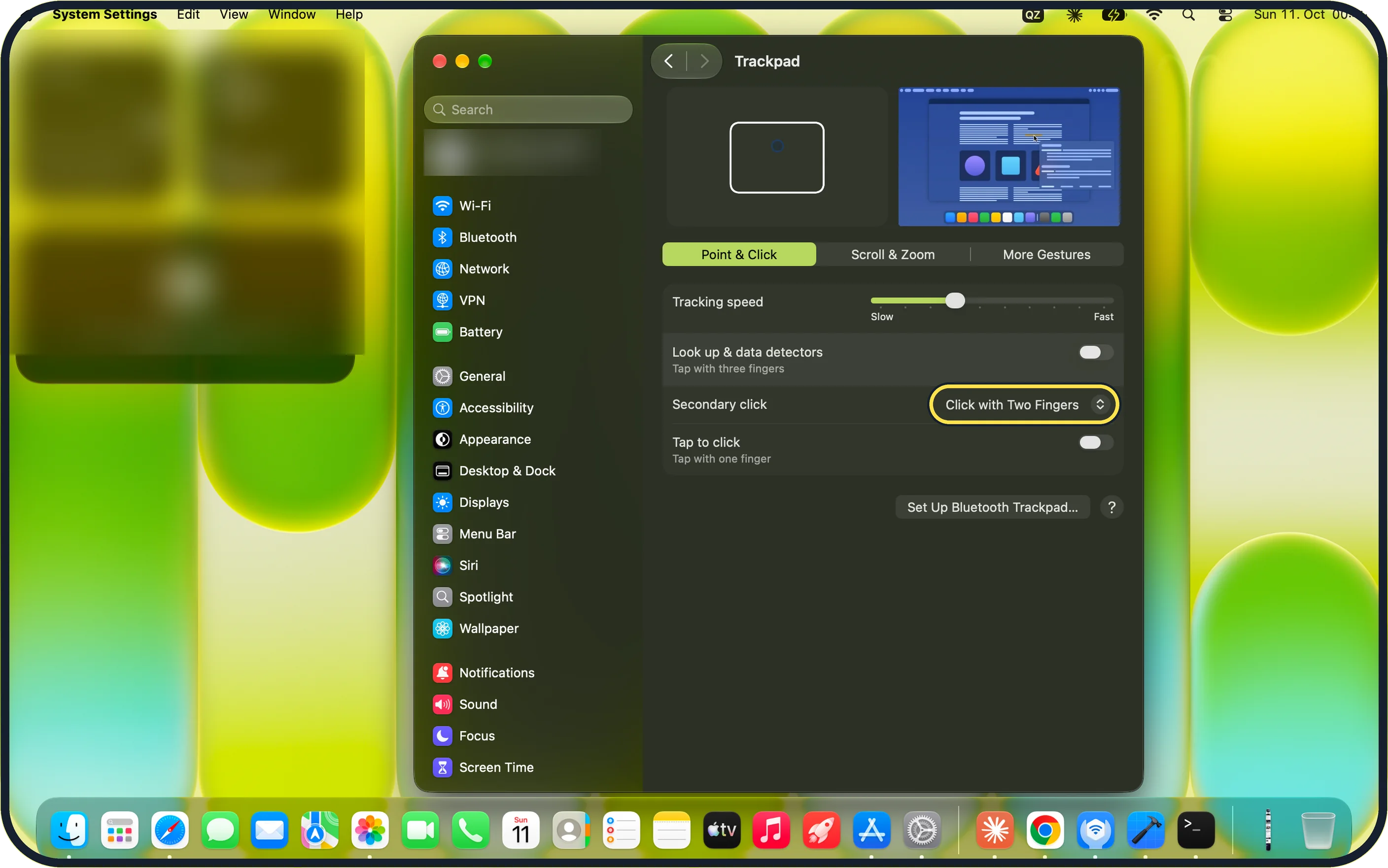 Screenshot from the guide: How to right-click on a Mac