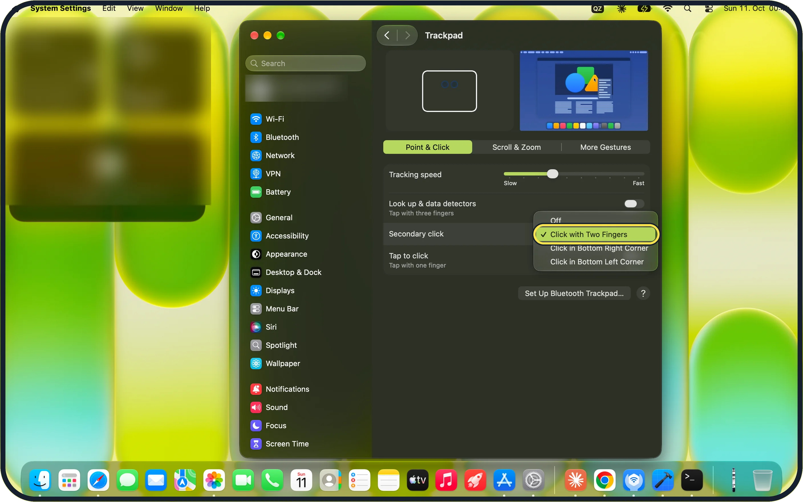 Mac screenshot: Change how right-click works