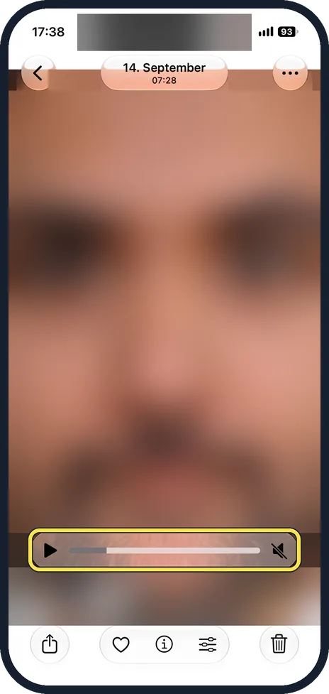 iPhone screen: Open the video and pause it