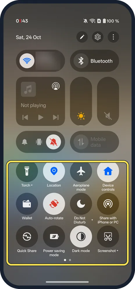 Android screenshot: Open Quick Settings