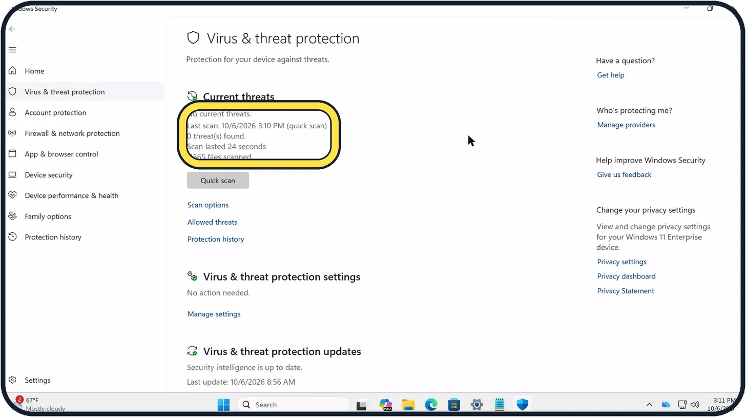 Windows screenshot: Read the result