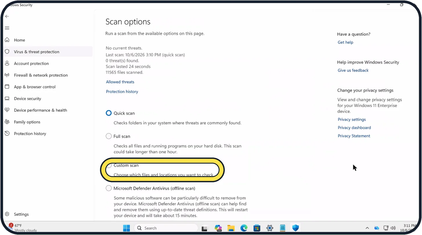 Windows screenshot: Scan one folder or drive