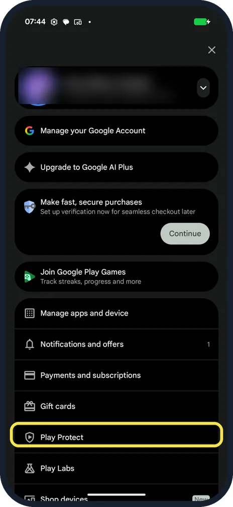 Screenshot from the guide: How to scan for harmful apps with Play Protect on a Google Pixel
