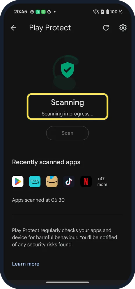 Android screenshot: Wait