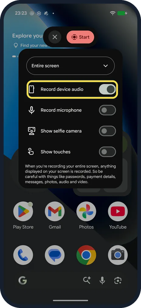 Android screenshot: Turn on sound if you want it