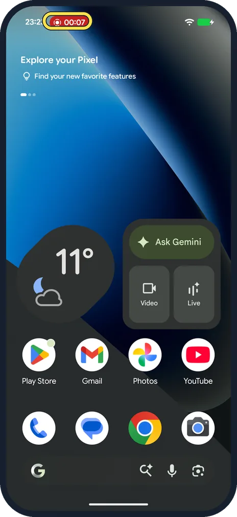 Android screenshot: Look for the red timer
