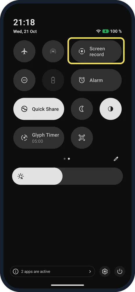 Screenshot from the guide: How to screen record on a Nothing Phone (Nothing OS 4.1)