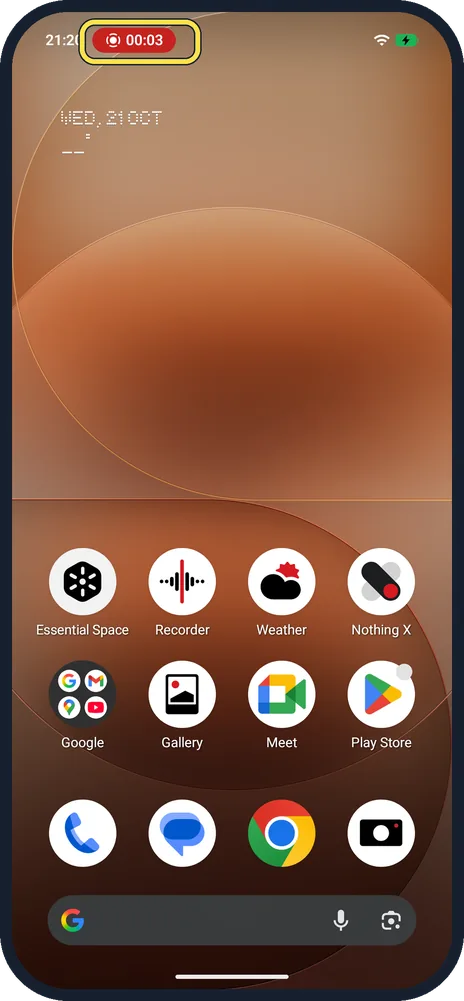 Android screenshot: Stop the recording